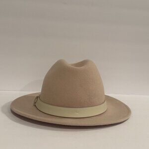 JCrew Wool Cream Leather Detail Hat Small/Medium